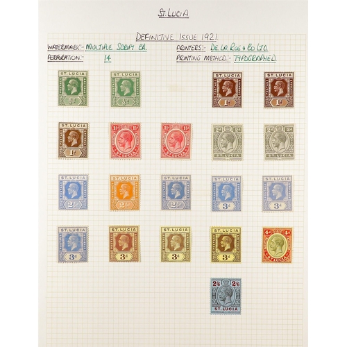 1160 - ST LUCIA 1864 - 1951 MINT COLLECTION annotated on album pages, includes higher values, sets (approx ... 