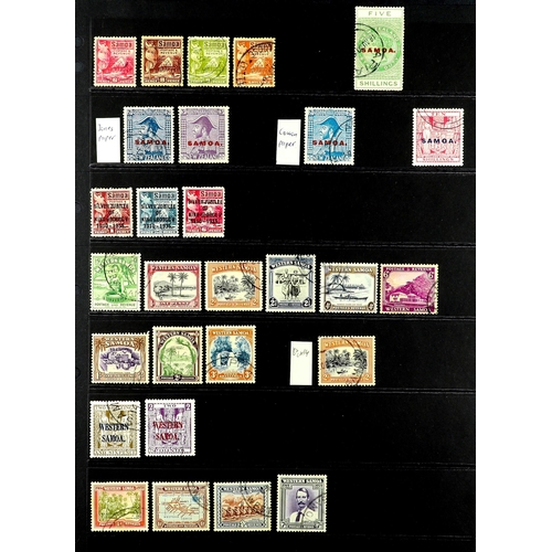 1174 - SAMOA 1914 - 1952 USED COLLECTION on protective pages includes 1921 Hut perf 14x14½ set, perf 14x13½... 