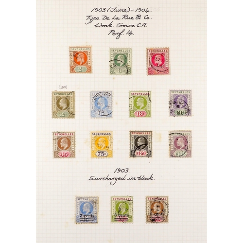 1191 - SEYCHELLES 1903 - 1906 COLLECTION of mint & used stamps on album pages incl sets, 'Specimen' overpri... 