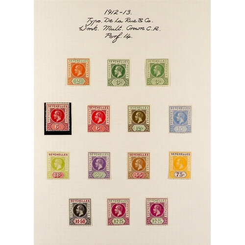 1192 - SEYCHELLES 1912 - 1932 MINT DEFINITIVES COLLECTION on album pages, includes a complete run of issues... 