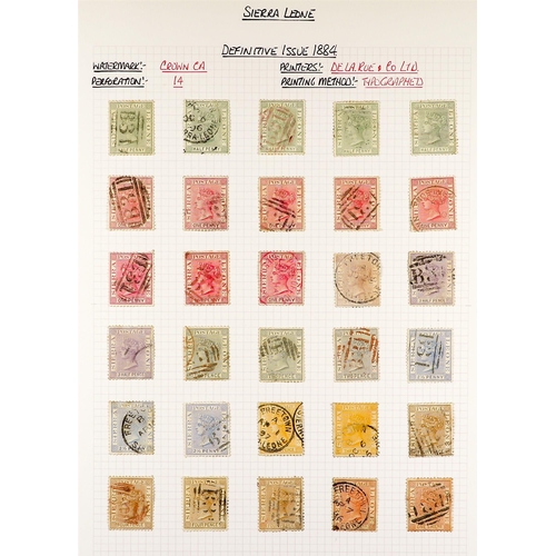 1196 - SIERRA LEONE 1859 - 1953 USED COLLECTION annotated on album pages, many high values, sets. Chiefly v... 