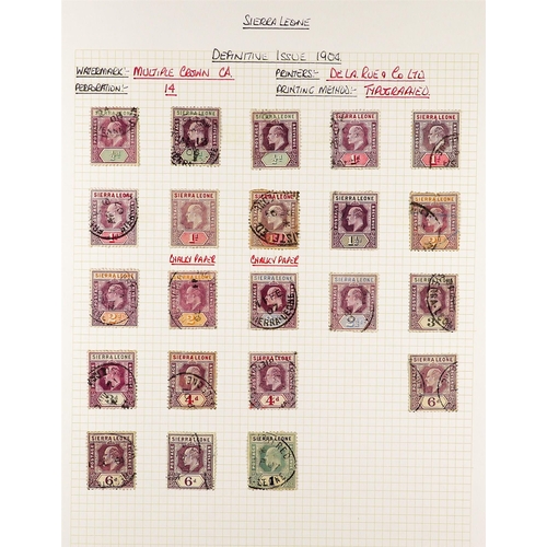 1196 - SIERRA LEONE 1859 - 1953 USED COLLECTION annotated on album pages, many high values, sets. Chiefly v... 