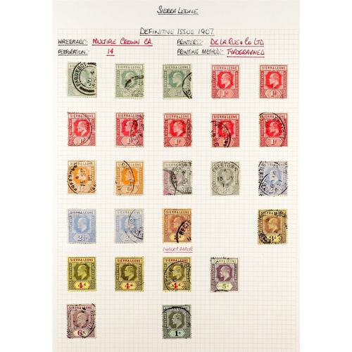 1196 - SIERRA LEONE 1859 - 1953 USED COLLECTION annotated on album pages, many high values, sets. Chiefly v... 