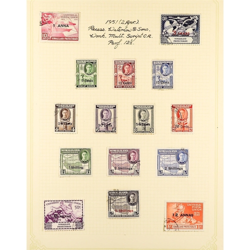 1205 - SOMALILAND PROTECT 1936 - 1951 USED STAMPS & COVERS COLLECTION on 10 album pages, note 1938 set (SG ... 