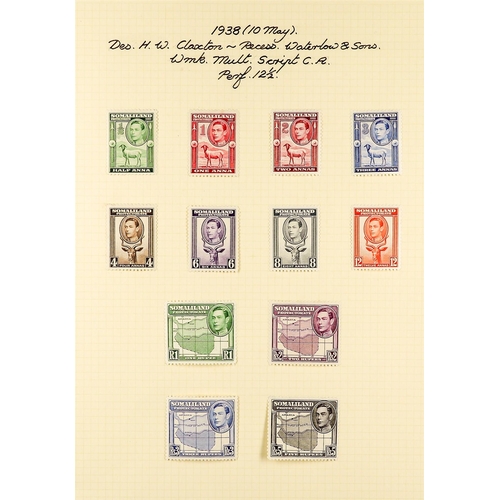 1206 - SOMALILAND PROTECT 1937 - 1951 MINT SPECIALIZED COLLECTION on 13 album pages, note 1937 Coronation s... 