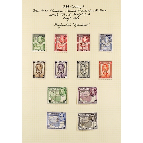 1206 - SOMALILAND PROTECT 1937 - 1951 MINT SPECIALIZED COLLECTION on 13 album pages, note 1937 Coronation s... 