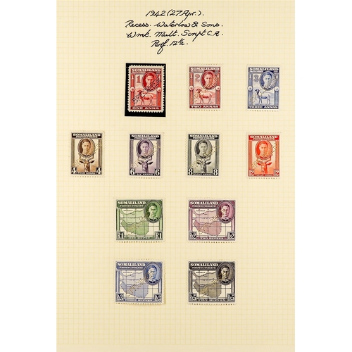 1206 - SOMALILAND PROTECT 1937 - 1951 MINT SPECIALIZED COLLECTION on 13 album pages, note 1937 Coronation s... 