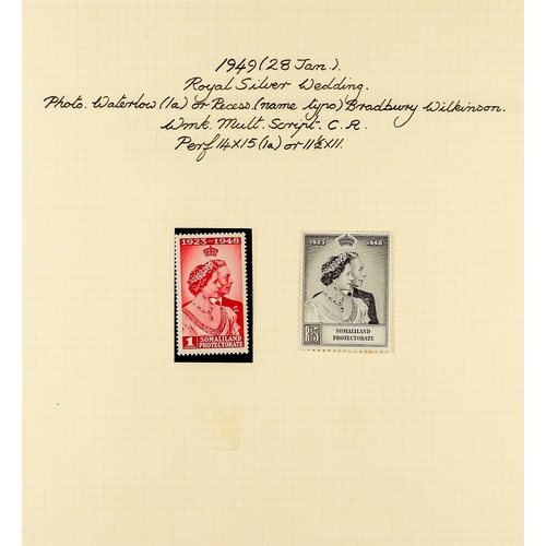 1206 - SOMALILAND PROTECT 1937 - 1951 MINT SPECIALIZED COLLECTION on 13 album pages, note 1937 Coronation s... 