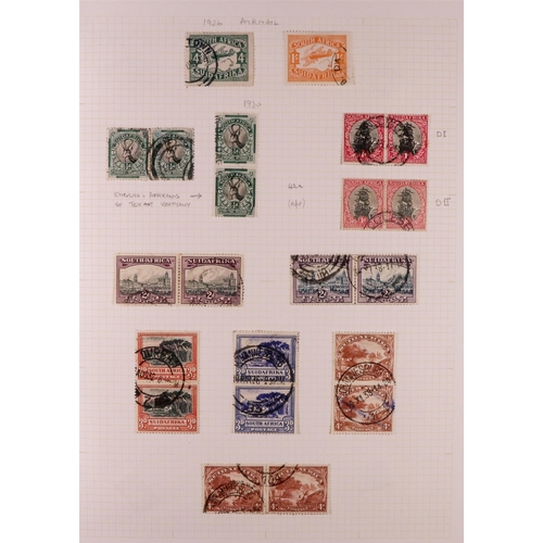 1221 - SOUTH AFRICA 1910 - 1935 USED COLLECTION on pages includes 1913-24 £1 green and red, 1926 Air set, e... 