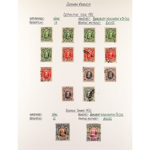 1240 - SOUTHERN RHODESIA 1924 - 1964 USED COLLECTION with duplication on pages, 1924-29 set (no 10d) extra ... 