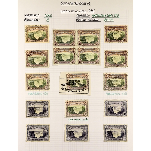 1240 - SOUTHERN RHODESIA 1924 - 1964 USED COLLECTION with duplication on pages, 1924-29 set (no 10d) extra ... 