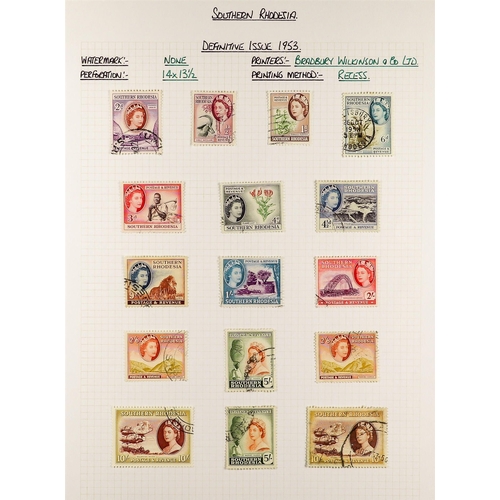 1240 - SOUTHERN RHODESIA 1924 - 1964 USED COLLECTION with duplication on pages, 1924-29 set (no 10d) extra ... 