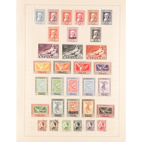 1242 - SPAIN 1850 - 1951 COLLECTION of mint and used stamps on pages, note 1850 6c & 12c, 1851 6r (repaired... 