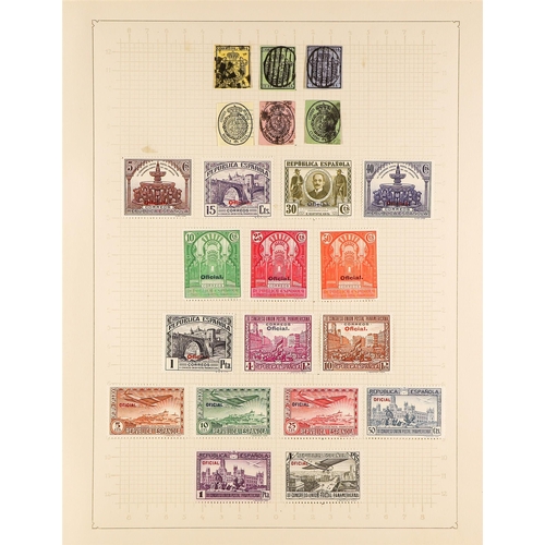 1242 - SPAIN 1850 - 1951 COLLECTION of mint and used stamps on pages, note 1850 6c & 12c, 1851 6r (repaired... 