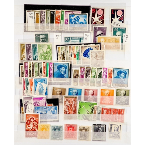 1243 - SPAIN 1850's - 1980's COLLECTION / ASSORTMENT of perhaps 2000 mint, never hinged mint & used on prot... 