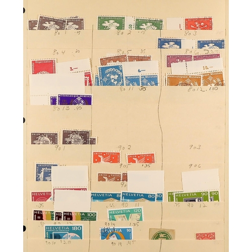 1274 - SWITZERLAND 1862 - 2000's USED STOCK / ACCUMULATION IN BOX on manilla stock pages, note 1862-81 vals... 