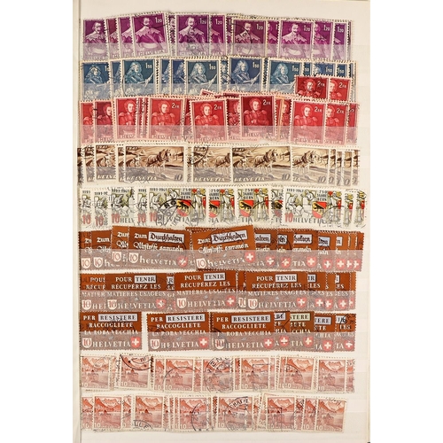 1277 - SWITZERLAND 1906 - 1960 ACCUMULATION of mint & used stamps stored in a bulging stockbook, note 1920 ... 