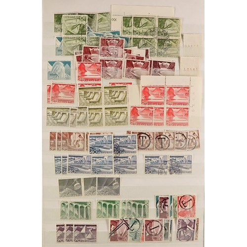 1277 - SWITZERLAND 1906 - 1960 ACCUMULATION of mint & used stamps stored in a bulging stockbook, note 1920 ... 