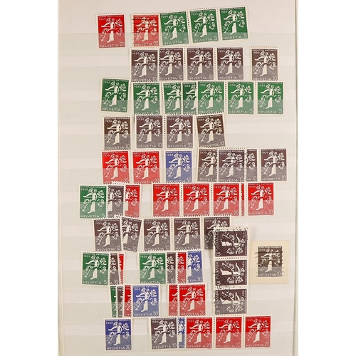 1277 - SWITZERLAND 1906 - 1960 ACCUMULATION of mint & used stamps stored in a bulging stockbook, note 1920 ... 