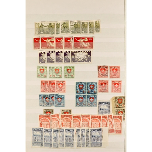 1277 - SWITZERLAND 1906 - 1960 ACCUMULATION of mint & used stamps stored in a bulging stockbook, note 1920 ... 