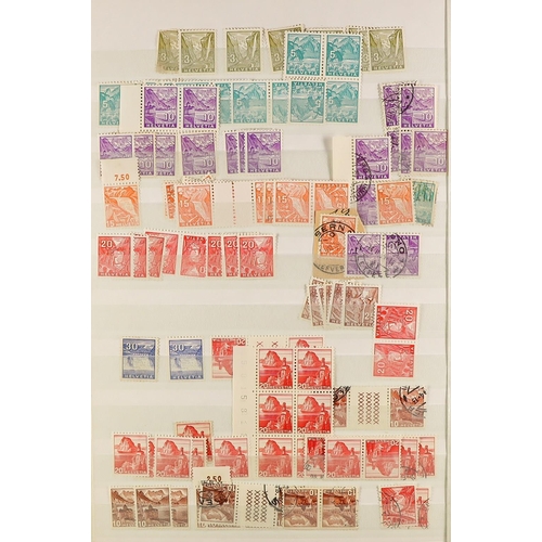 1277 - SWITZERLAND 1906 - 1960 ACCUMULATION of mint & used stamps stored in a bulging stockbook, note 1920 ... 