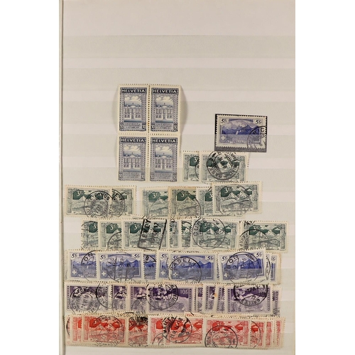 1277 - SWITZERLAND 1906 - 1960 ACCUMULATION of mint & used stamps stored in a bulging stockbook, note 1920 ... 