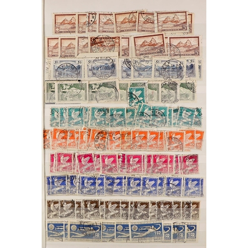 1277 - SWITZERLAND 1906 - 1960 ACCUMULATION of mint & used stamps stored in a bulging stockbook, note 1920 ... 