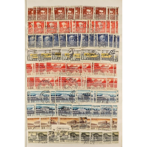 1277 - SWITZERLAND 1906 - 1960 ACCUMULATION of mint & used stamps stored in a bulging stockbook, note 1920 ... 