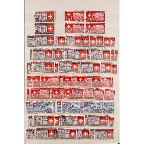 1277 - SWITZERLAND 1906 - 1960 ACCUMULATION of mint & used stamps stored in a bulging stockbook, note 1920 ... 