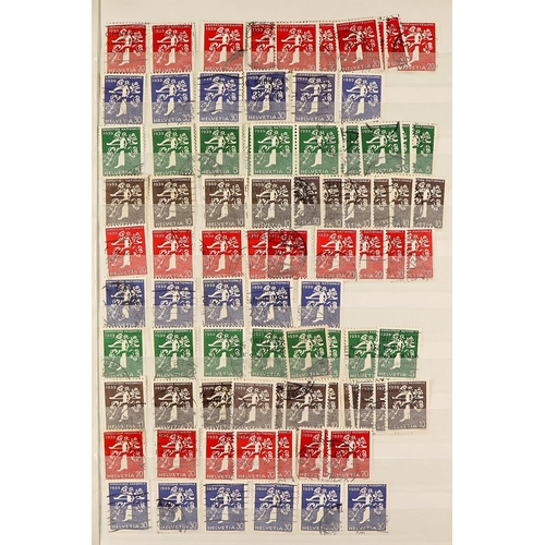 1277 - SWITZERLAND 1906 - 1960 ACCUMULATION of mint & used stamps stored in a bulging stockbook, note 1920 ... 