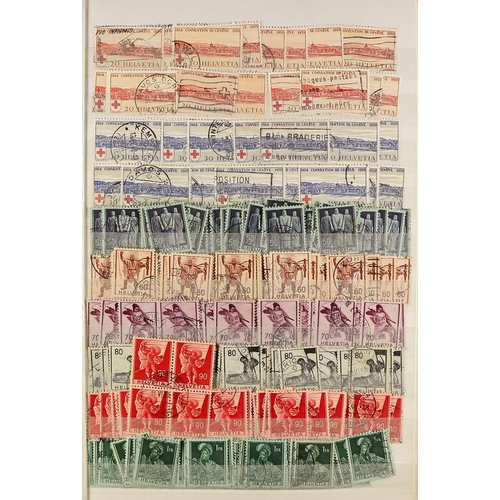 1277 - SWITZERLAND 1906 - 1960 ACCUMULATION of mint & used stamps stored in a bulging stockbook, note 1920 ... 