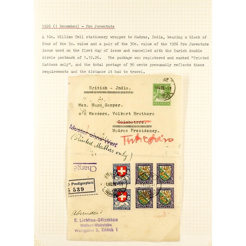 1278 - SWITZERLAND 1913 - 1945 PRO JUVENTUTE COLLECTION of used stamps, plus covers and cards. Comprehensiv... 