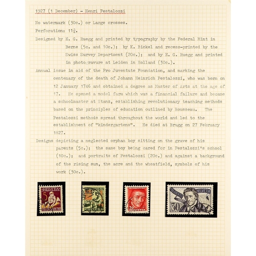 1278 - SWITZERLAND 1913 - 1945 PRO JUVENTUTE COLLECTION of used stamps, plus covers and cards. Comprehensiv... 