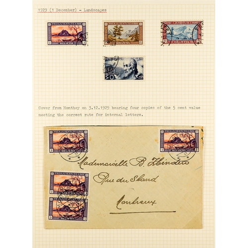 1278 - SWITZERLAND 1913 - 1945 PRO JUVENTUTE COLLECTION of used stamps, plus covers and cards. Comprehensiv... 