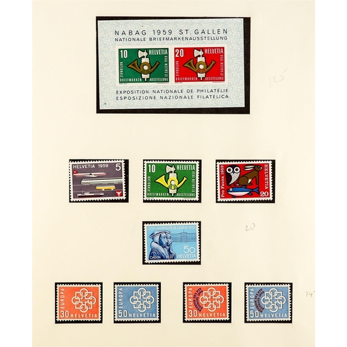 1281 - SWITZERLAND 1946 - 1975 MINT / NEVER HINGED MINT COLLECTION in Lindner album, of sets and miniature ... 