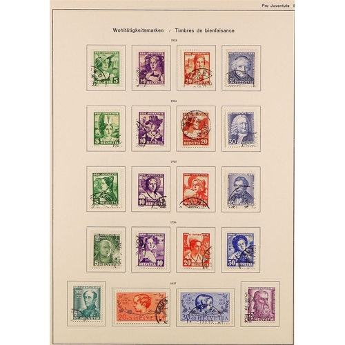 1285 - SWITZERLAND PRO JUVENTUTE 1913 - 1946 complete collection of fine used stamps, also the 1937 miniatu... 