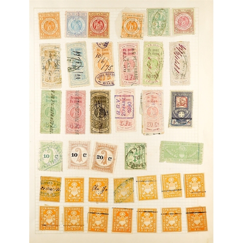 1287 - SWITZERLAND REVENUE STAMPS COLLECTION 19th Century to 1920's on pages, note Aargau, Basel with Polic... 