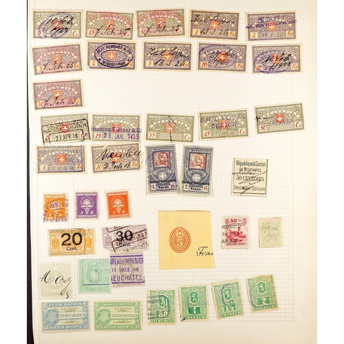 1287 - SWITZERLAND REVENUE STAMPS COLLECTION 19th Century to 1920's on pages, note Aargau, Basel with Polic... 