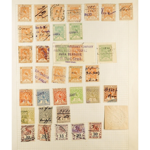 1287 - SWITZERLAND REVENUE STAMPS COLLECTION 19th Century to 1920's on pages, note Aargau, Basel with Polic... 