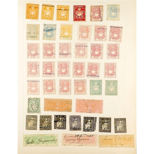 1287 - SWITZERLAND REVENUE STAMPS COLLECTION 19th Century to 1920's on pages, note Aargau, Basel with Polic... 