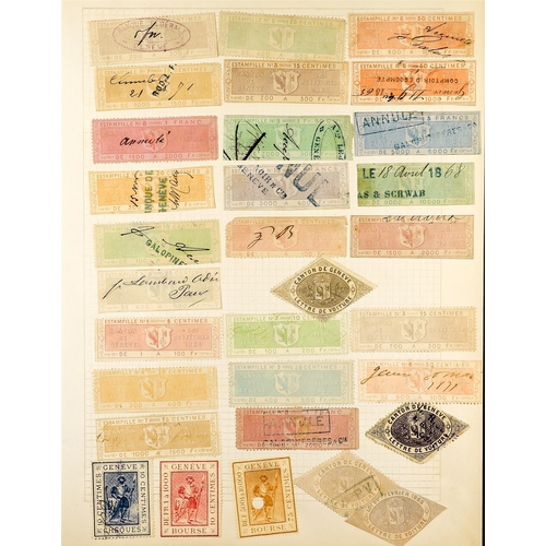 1287 - SWITZERLAND REVENUE STAMPS COLLECTION 19th Century to 1920's on pages, note Aargau, Basel with Polic... 