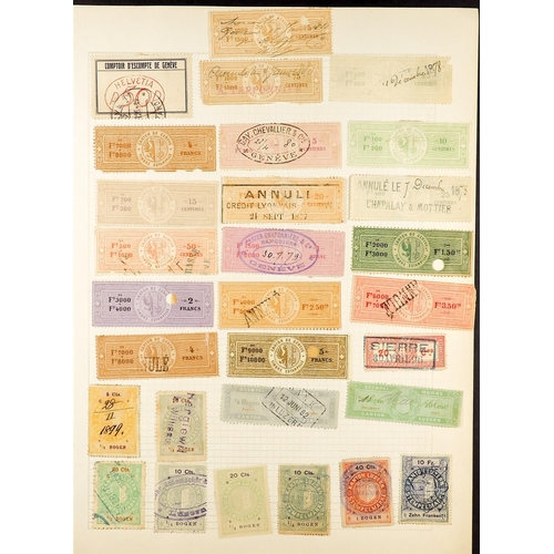 1287 - SWITZERLAND REVENUE STAMPS COLLECTION 19th Century to 1920's on pages, note Aargau, Basel with Polic... 