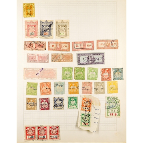 1287 - SWITZERLAND REVENUE STAMPS COLLECTION 19th Century to 1920's on pages, note Aargau, Basel with Polic... 