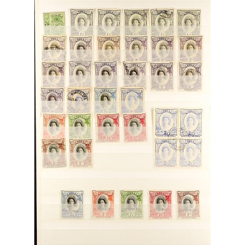 1297 - TONGA 1895 - 1949 OLD TIME ACCUMULATION. on protective pages, 1895 surcharged set unused, 1895 defin... 