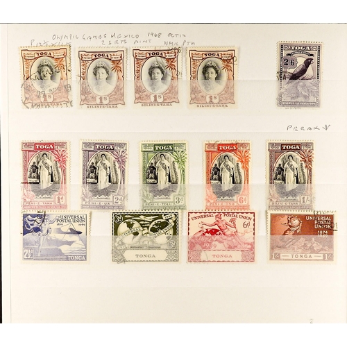 1297 - TONGA 1895 - 1949 OLD TIME ACCUMULATION. on protective pages, 1895 surcharged set unused, 1895 defin... 