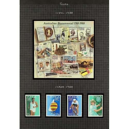 1301 - TONGA 1987 - 2005 COMPLETE NEVER HINGED MINT COLLECTION in album, incl Officials (approx 535 stamps,... 