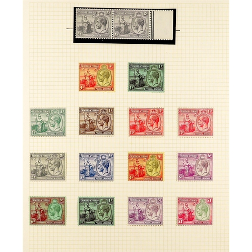 1308 - TRINIDAD & TOBAGO 1913 - 1938 MINT COLLECTION around 200 stamps annotated on album pages, includes 1... 