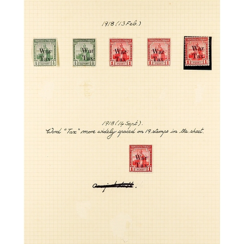 1308 - TRINIDAD & TOBAGO 1913 - 1938 MINT COLLECTION around 200 stamps annotated on album pages, includes 1... 