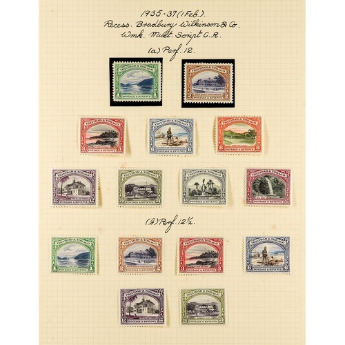 1308 - TRINIDAD & TOBAGO 1913 - 1938 MINT COLLECTION around 200 stamps annotated on album pages, includes 1... 