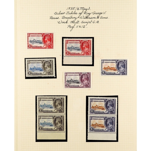 1308 - TRINIDAD & TOBAGO 1913 - 1938 MINT COLLECTION around 200 stamps annotated on album pages, includes 1... 